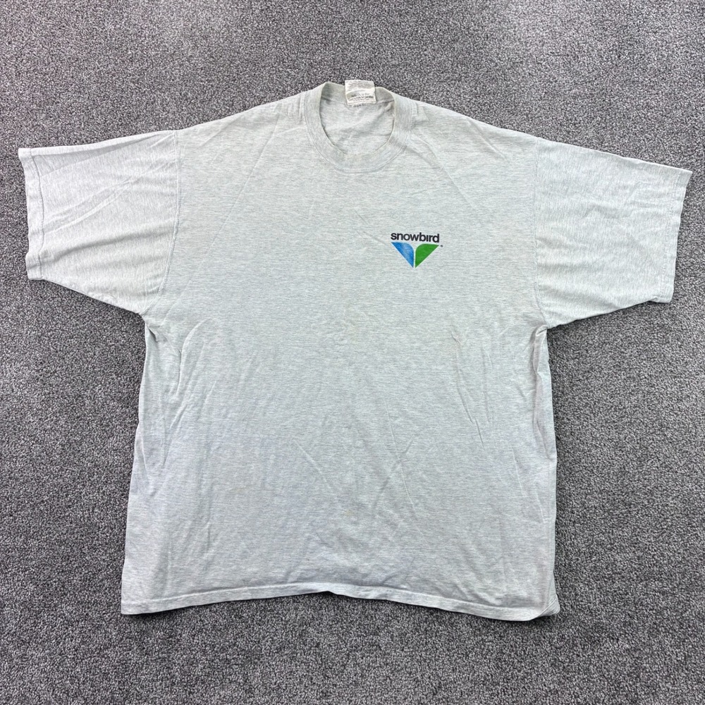 Vintage Snowbird Ski Resort Shirt Mens 2XL Gray Ski Snowboard USA Made 90s